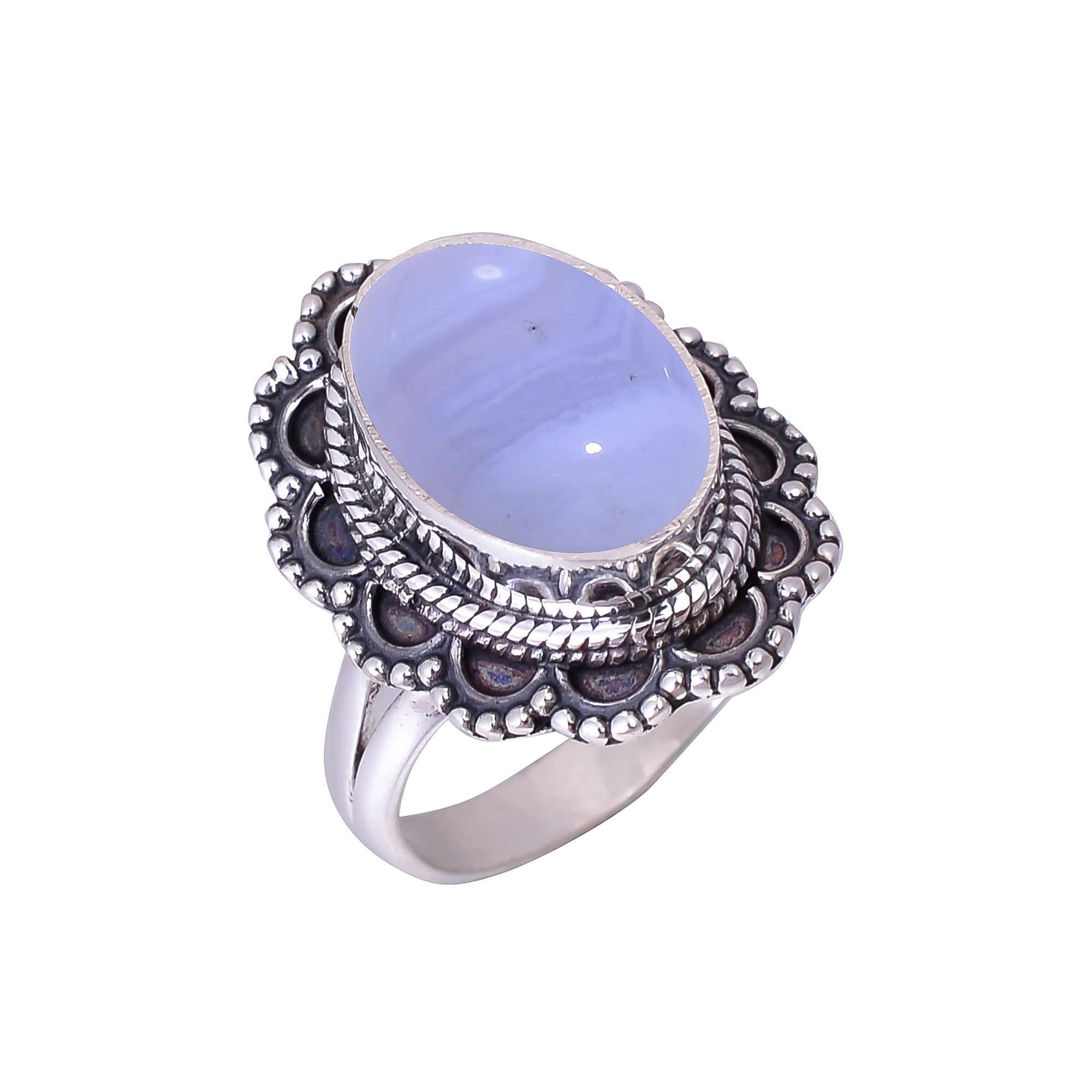 Blue Lace Agate - Namibia 925 Sterling Silver Ring