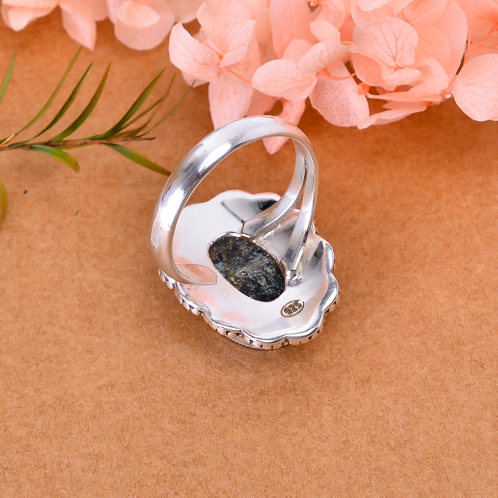 Copper Black Obsidian 925 Sterling Silver Ring
