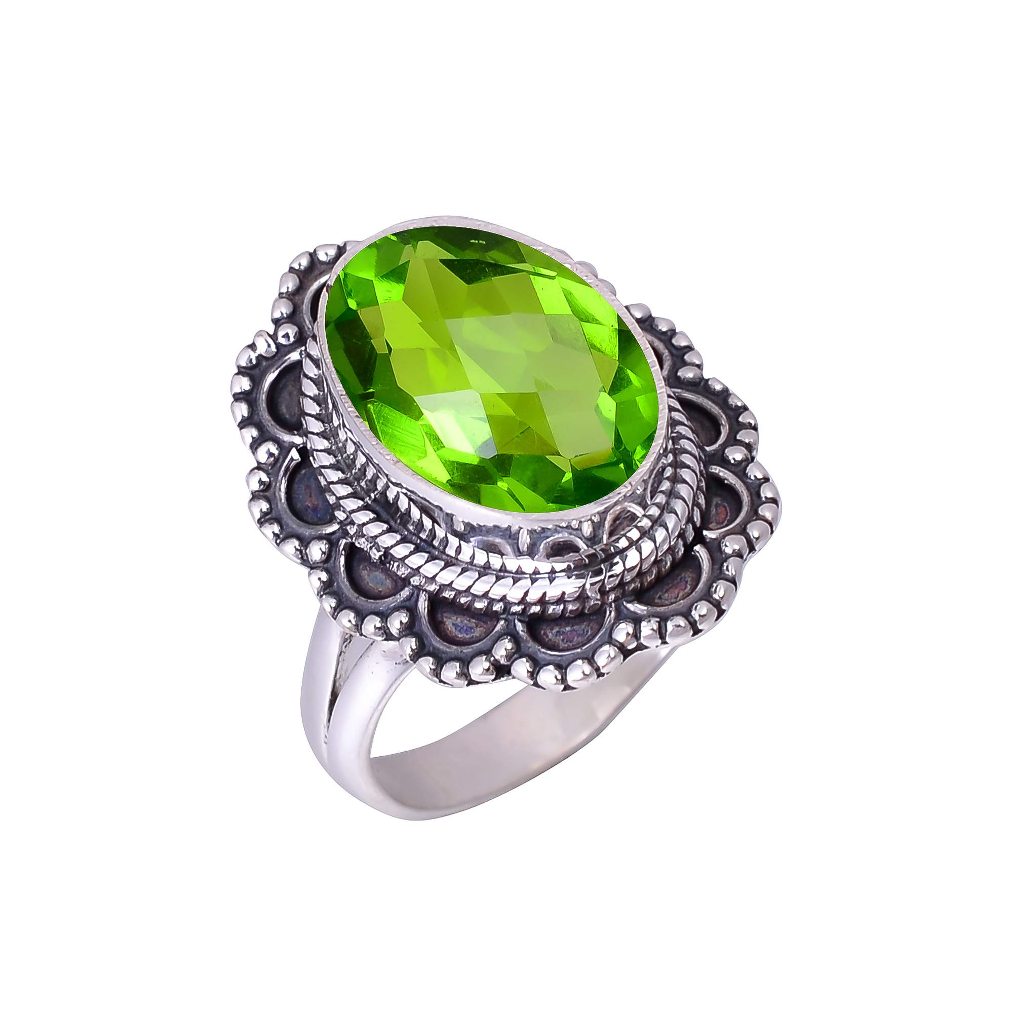 Peridot - Simulated 925 Sterling Silver Ring