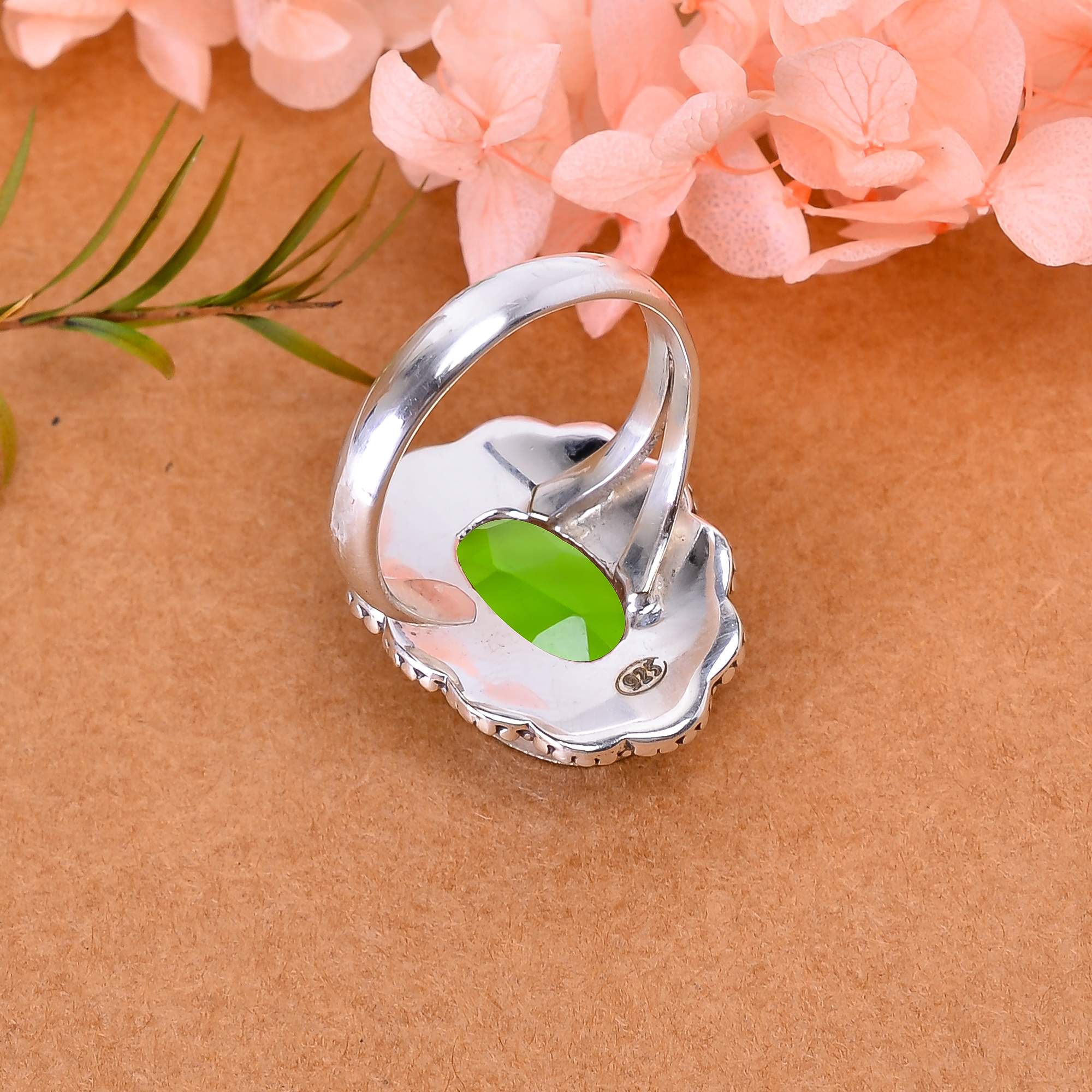Peridot - Simulated 925 Sterling Silver Ring