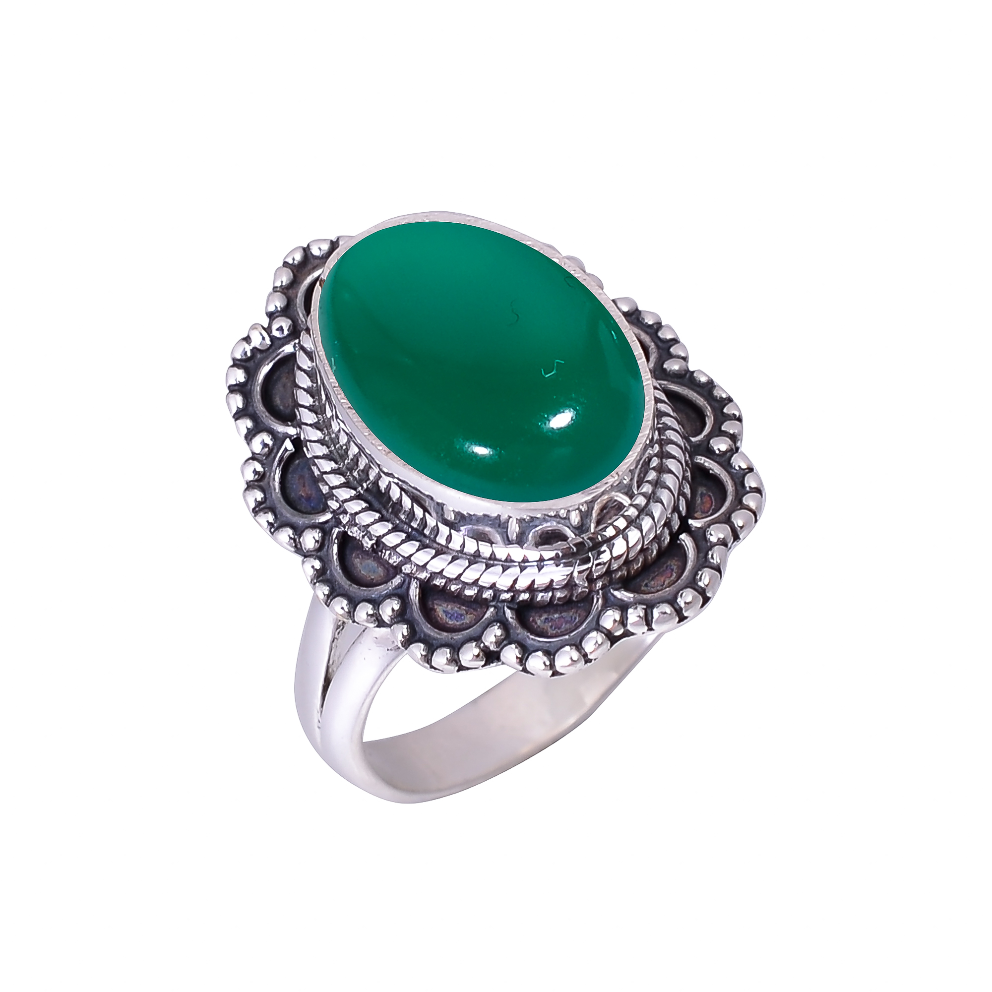Green Onyx 925 Sterling Silver Ring