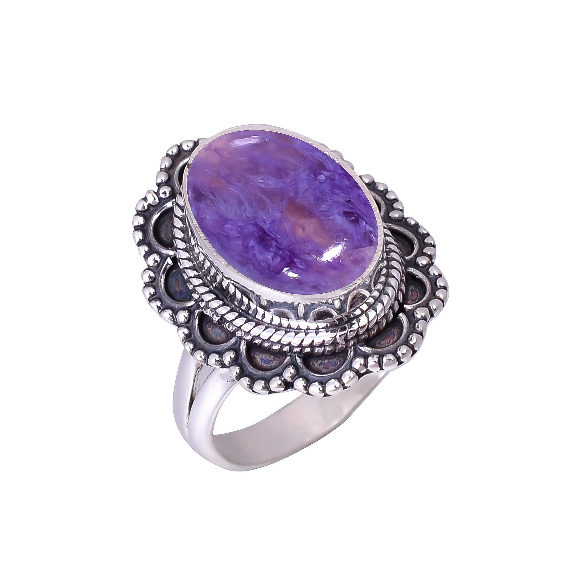 Purple Charoite - Siberia 925 Sterling Silver Ring