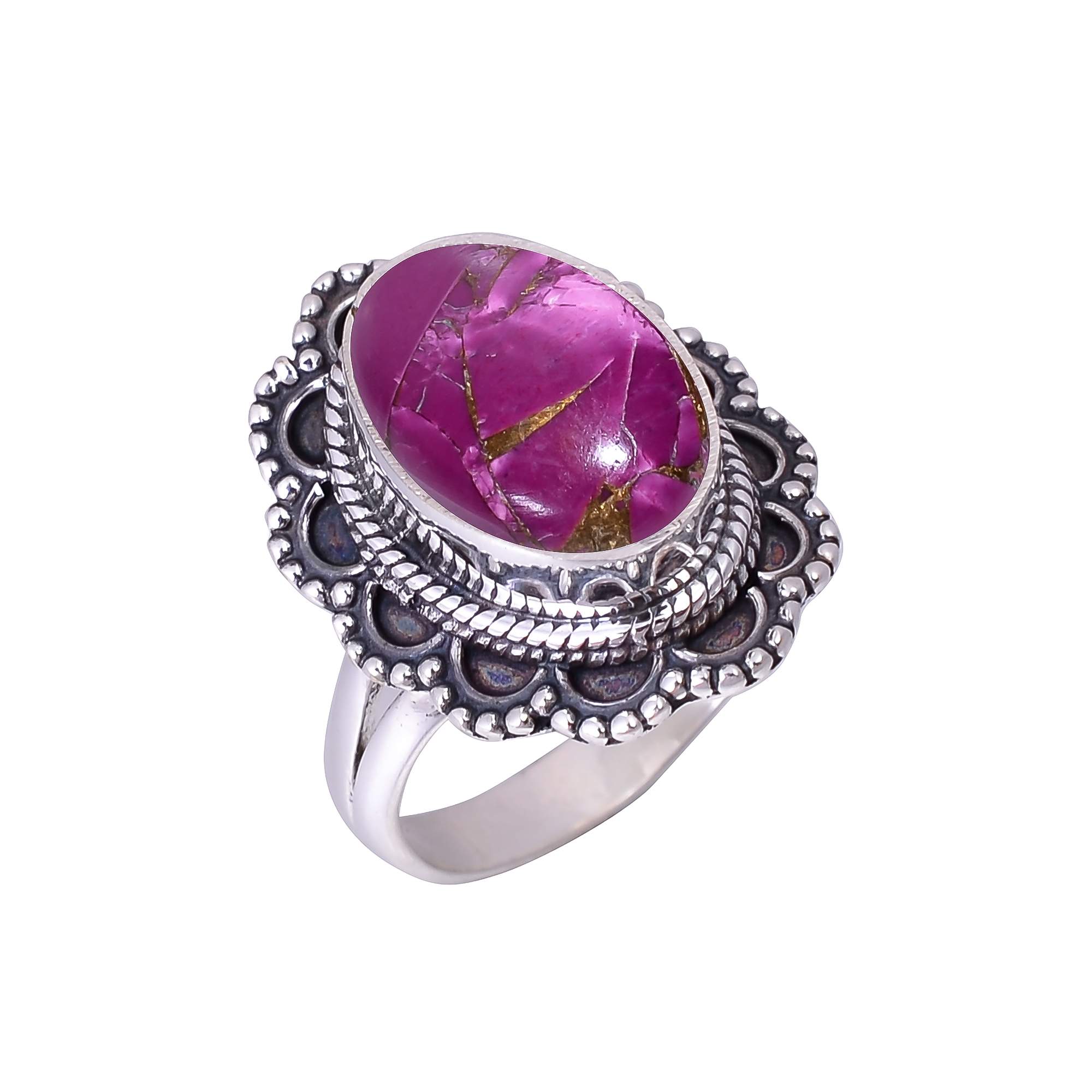 Copper Purple Turquoise 925 Sterling Silver Ring