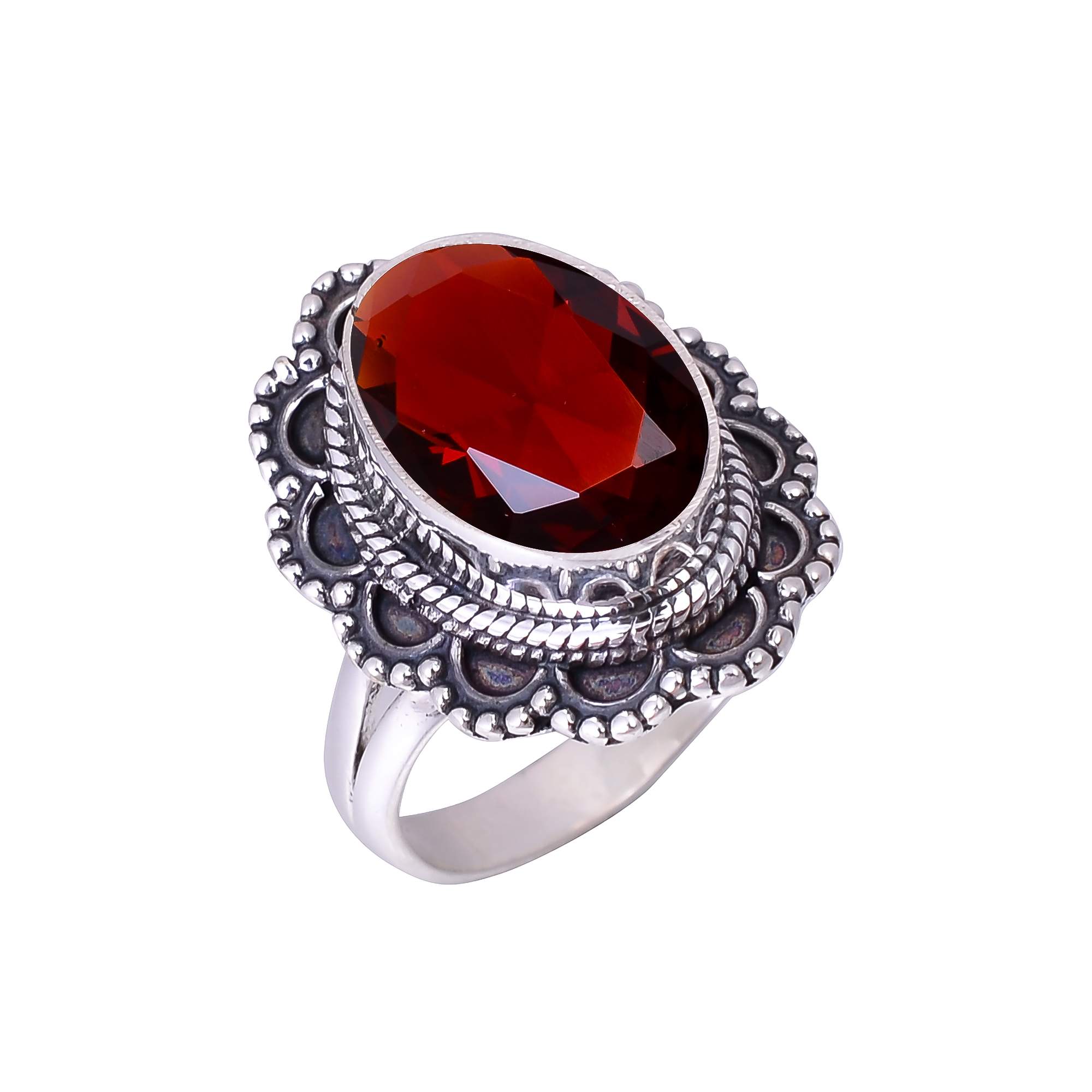 Red Garnet - Simulated 925 Sterling Silver Ring
