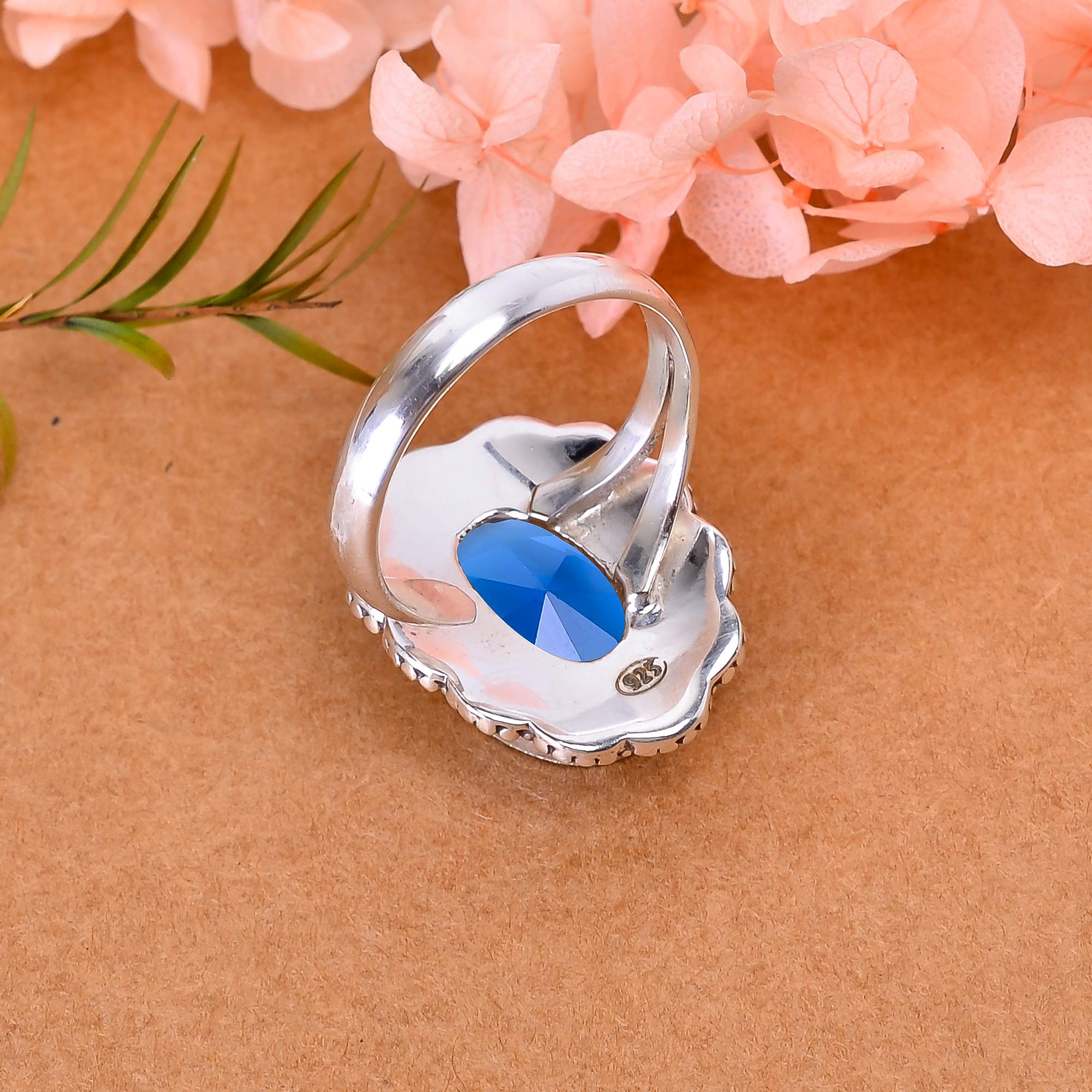 Blue Sapphire - Simulated 925 Sterling Silver Ring