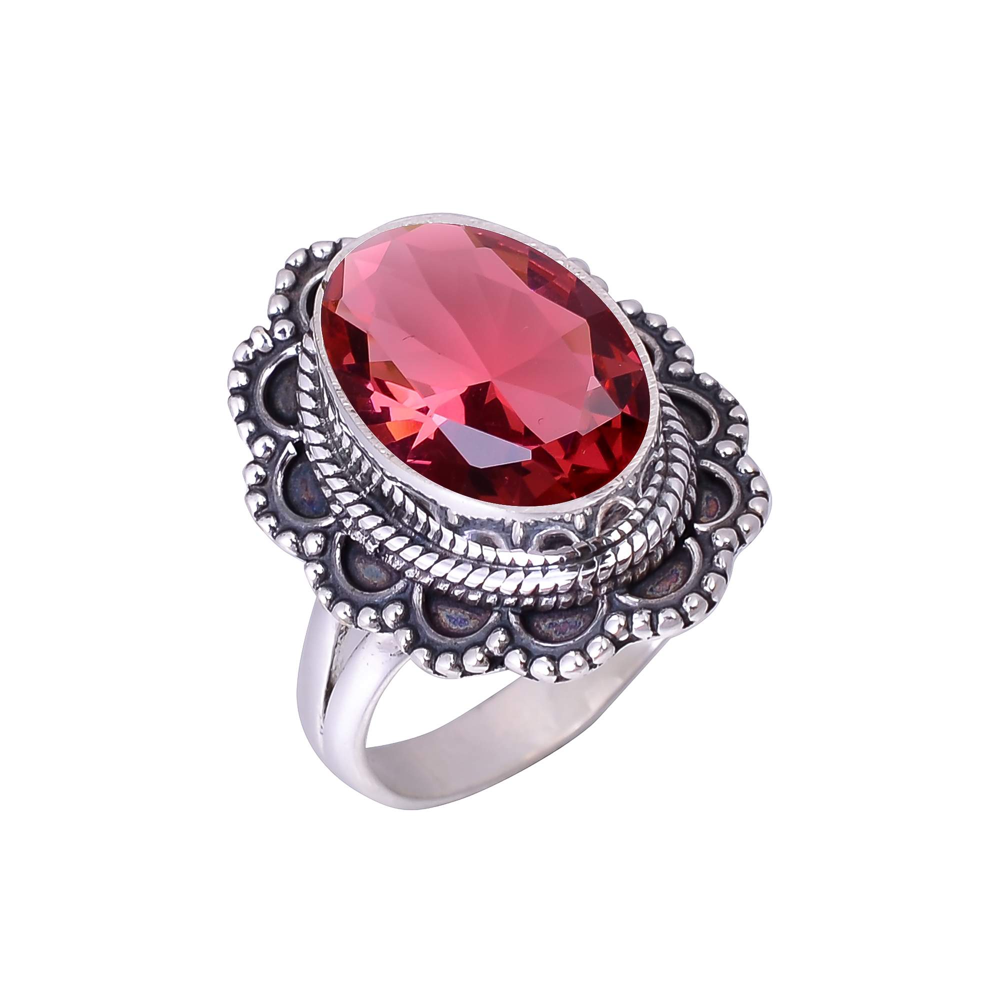 Pink Rubellite Tourmaline - Simulated 925 Sterling Silver Ring